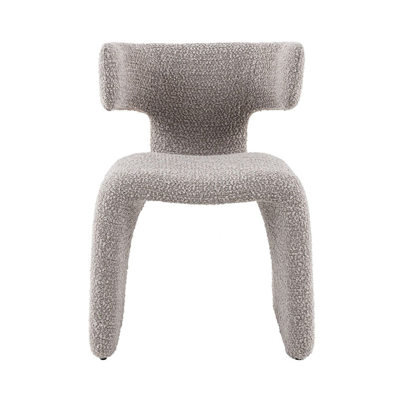 Chaise de salle à manger 22 po Cid Fiu, dossier à oreilles incurvé, polyester texturé, Blanc cassé