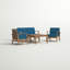 Theodore 4 Piece Teak Seating Group with Cushions-1990550427