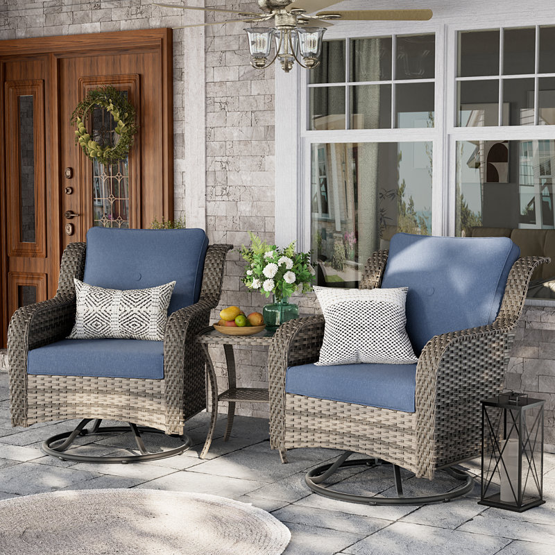 Tinh 2 - Person Outdoor Seating Group with Cushions, Denim Blue