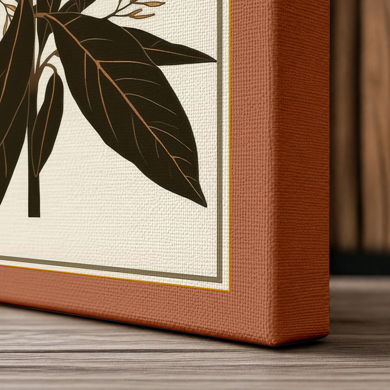 Moonlit Cherry Blossom Japandi - Wrapped Canvas, 36x24 - 91.4 x 61.0 cm, Terracotta Border