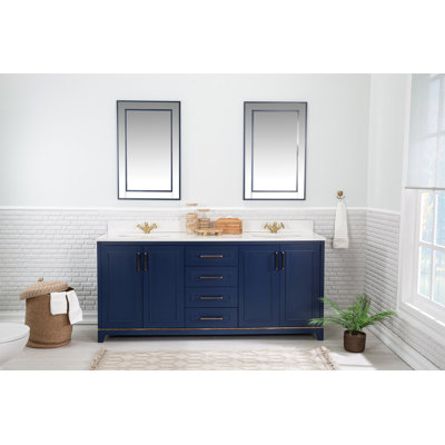 70.74000000000001'' Double Bathroom Vanity with White Quartz Top