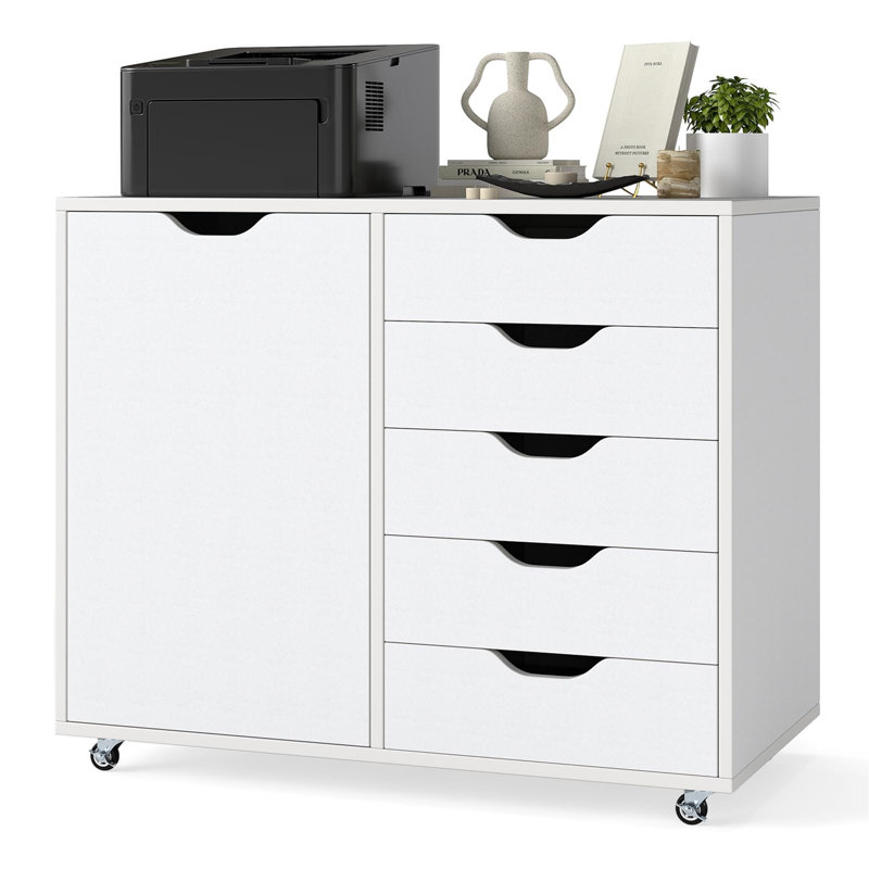 78cm Wide 5 -Drawer Mobile File Cabinet, White