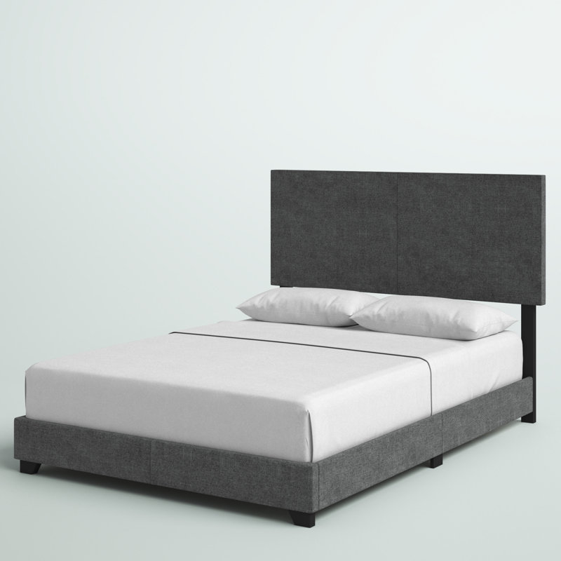 Beckville Upholstered Low Profile Standard Bed, Queen, Smoke Linen