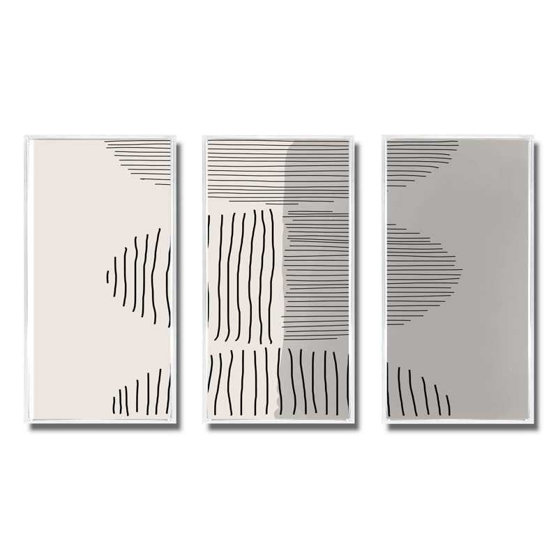 «Minimal Geometric Lines and Circle VII», reproduction de cadre photo sur toile 3 pièces, H 28 po x l 36 po x P 1 po