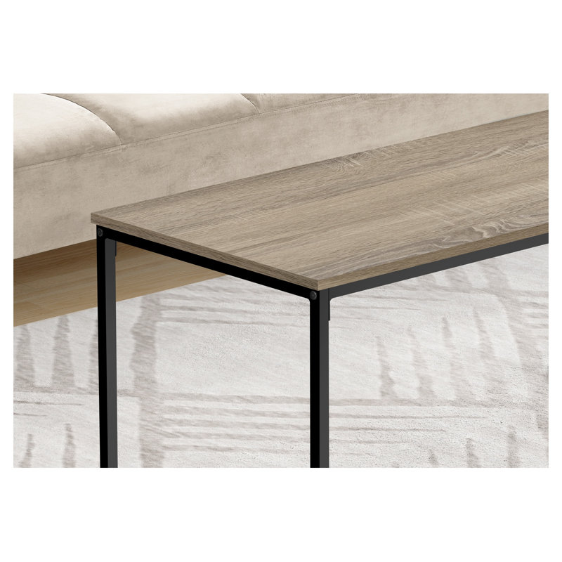 Table basse rectangulaire avec base en métal, finition stratifiée taupe, table basse de 40 pouces pour le salon