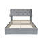 Structure de lit double avec lit de rangement à vérin à gaz avec tête de lit moderne à oreilles, ports USB