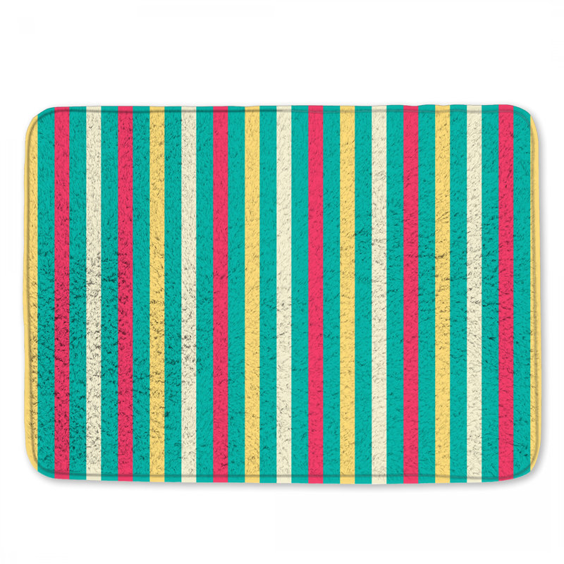 Vertical Colourful Stripes Bath Mat, 34in W x 21in L