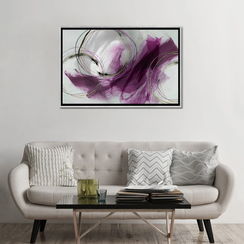 Détour, Rose, Toile avec cadre flottant argent, H 32 po x l 48 po