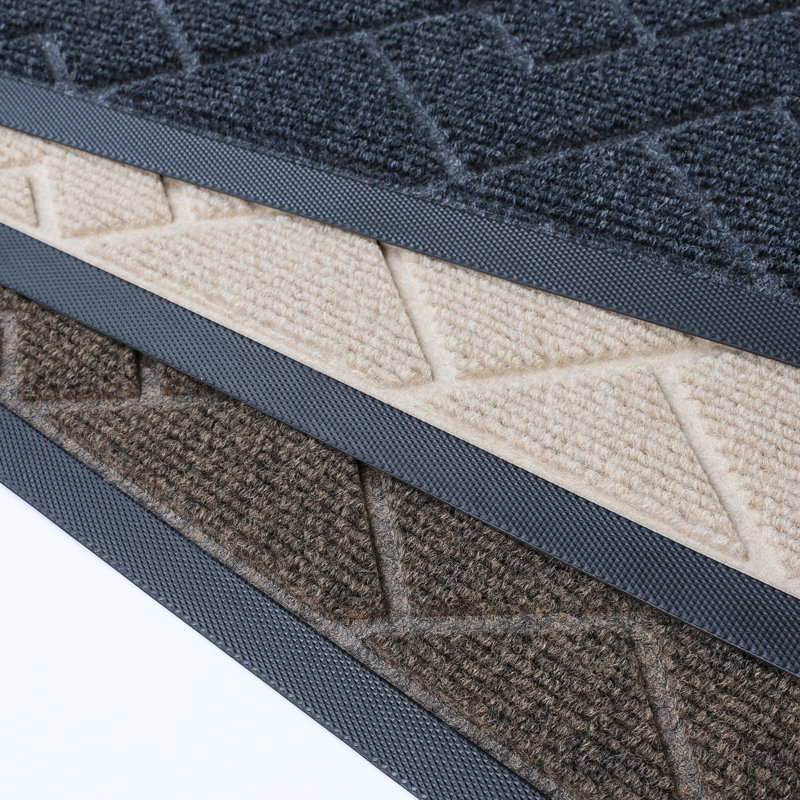 Tapis géométrique d'extérieur Welcome, L 32 po x L 47 po, Brun     