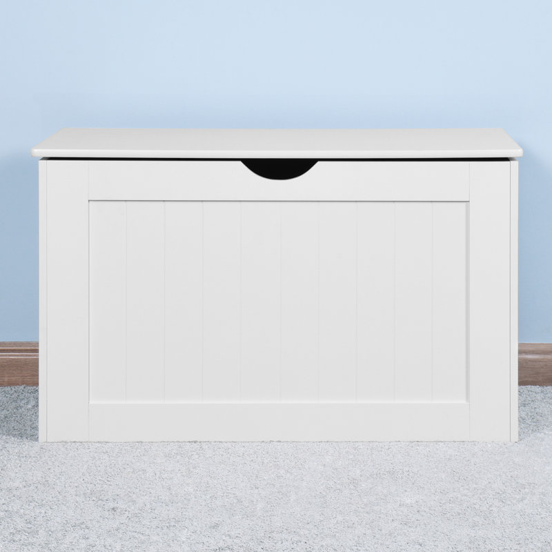 Coffre de rangement portatif blanc avec charnières - Déplacez et rangez facilement des couvertures, des vêtements, plus d'armoire en bois pour ranger vos coussins, livres
