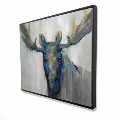 Blue Moose - Livingroom Deer Framed Canvas Home Decor