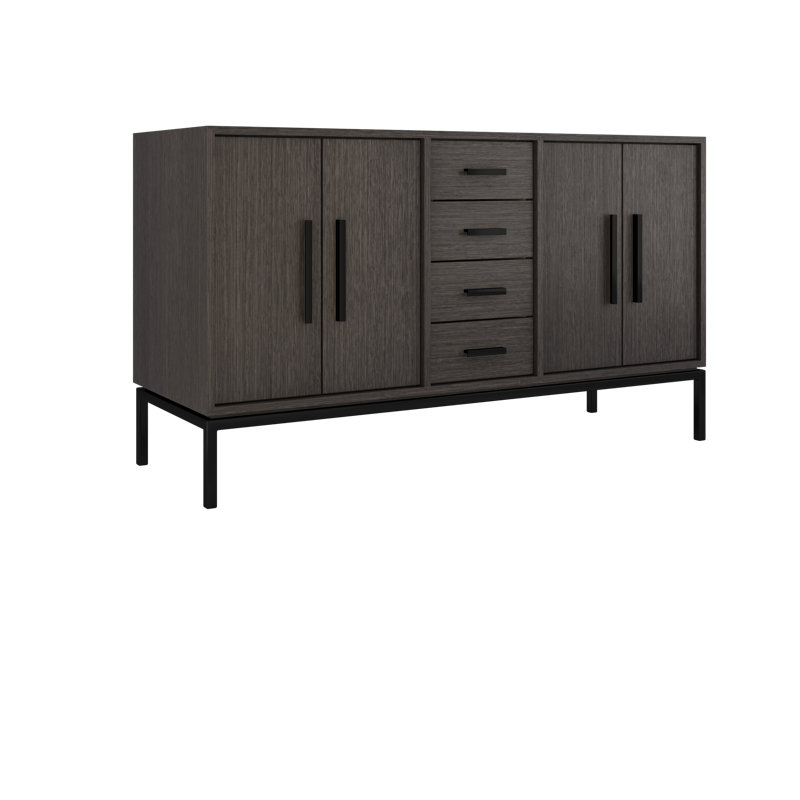 Rift White Oak Double Bath Vanity, 60", Gray Weathered, Matte Black
