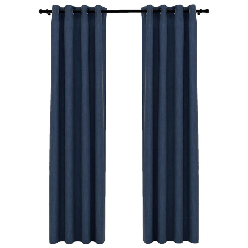 Chaarvi Blackout Curtain Pair, 140cm Width x 225cm Drop, Blue