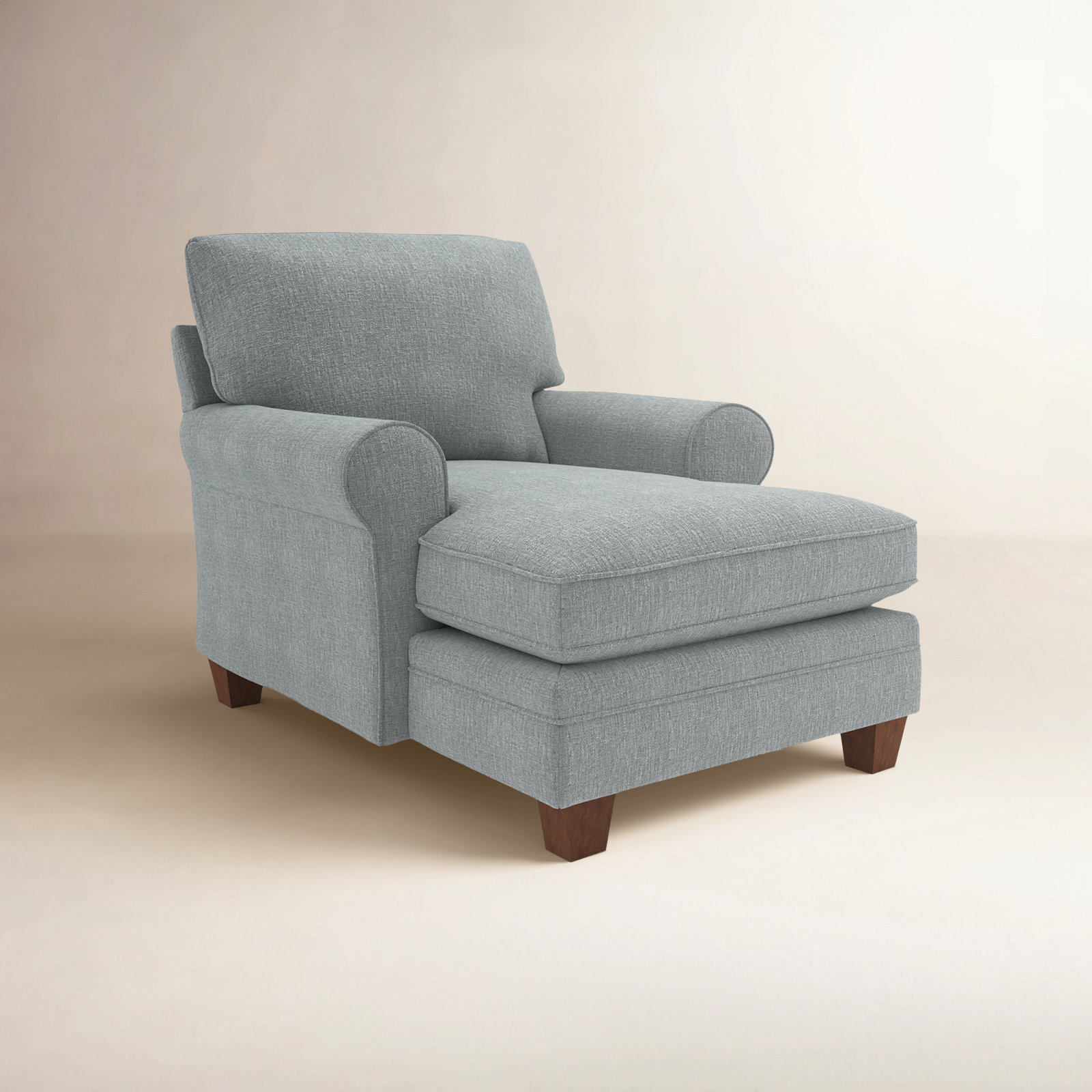 Upholstered Chaise Lounge, Dove Grey Performance, Espresso