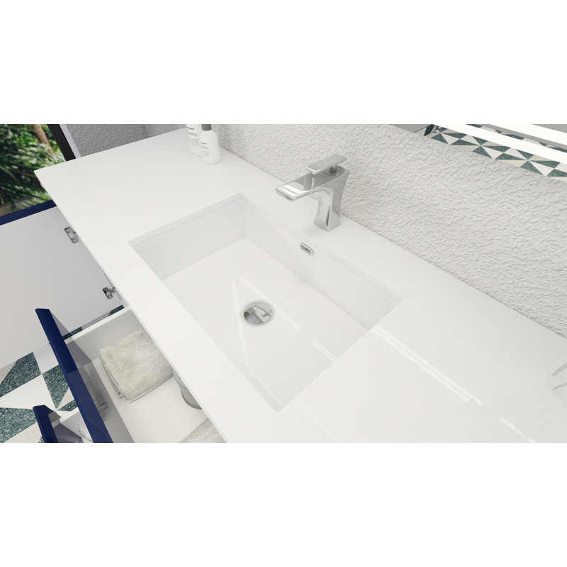 59'' Single Bathroom Vanity with Acrylic Top, Hight Gloss Night Blue