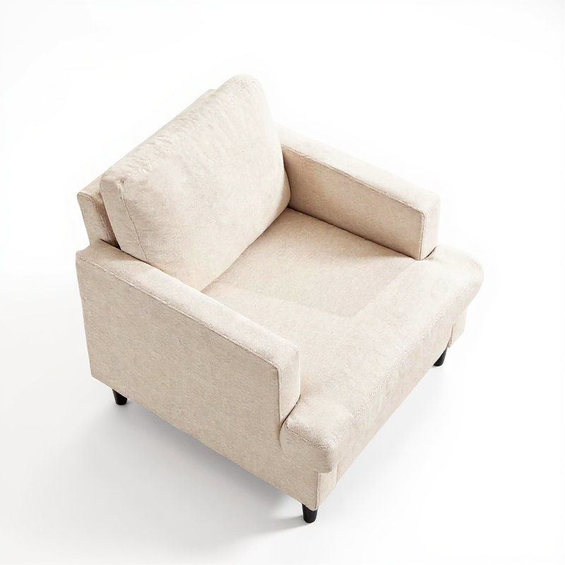 Chaise d'appoint, fauteuil à accoudoirs arrondis, Beige