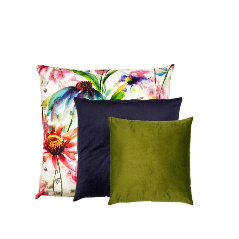 Mandy Square Cushion, Dark Blue/Green