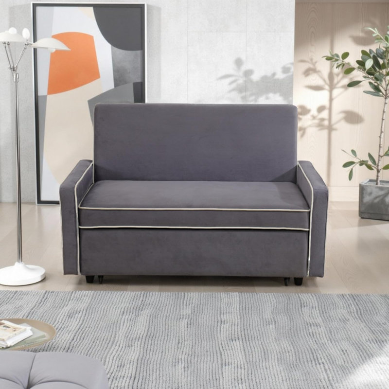 Light Gray Fluffy Fabric  Sofabed