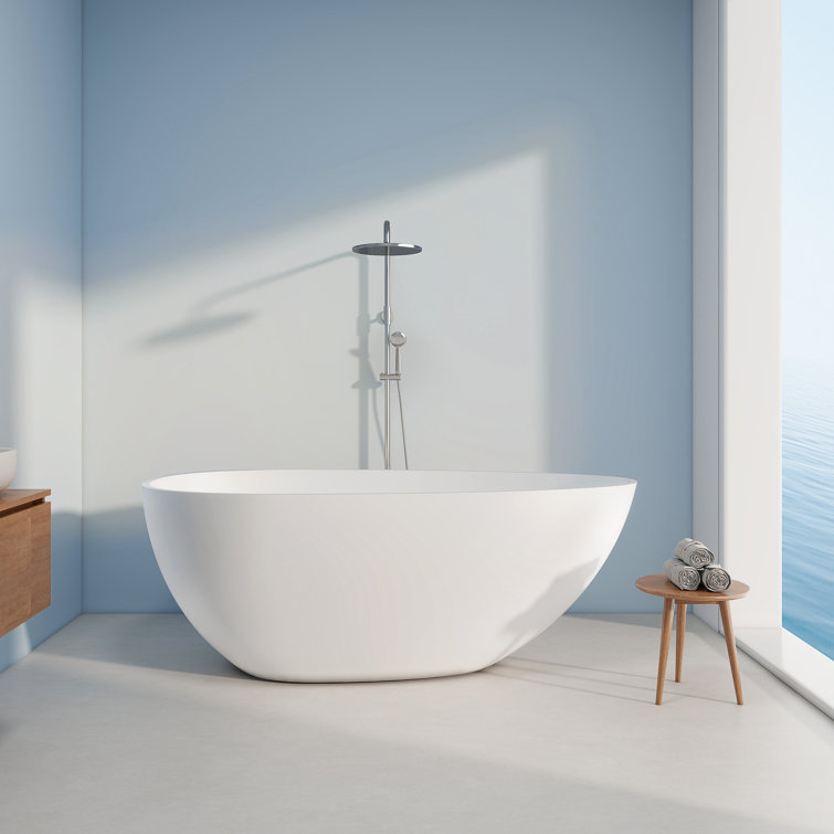 59'' x 30'' Freestanding Soaking Solid Surface Bathtub