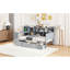 Lit de jour simple gris avec pin, 3 tiroirs et bureau avec rangement et espace de travail - Fabrication en pin pour plus d'efficacité-1230038621-1230038620