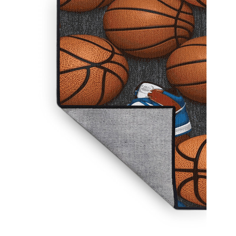  Tapis lavable avec chaussures de basketball, Circulaire 5 pi x 5 pi
