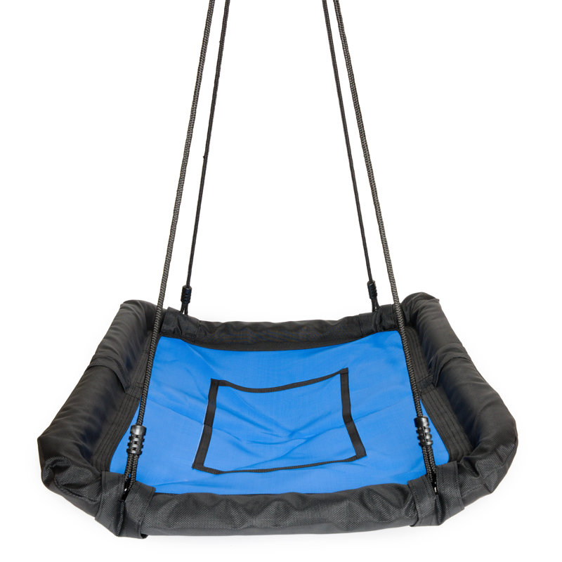 Blue and Black Heavy-Duty Rectangular Platform Swing with Steel Frame