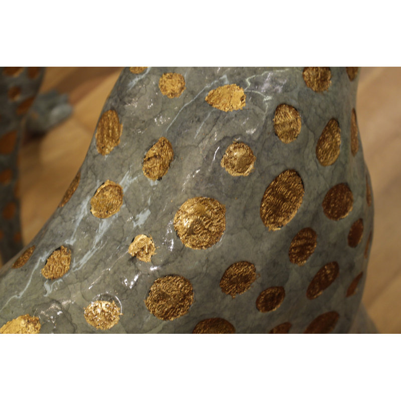 Beus Pair of Golden Plated Cheetahs Statue
