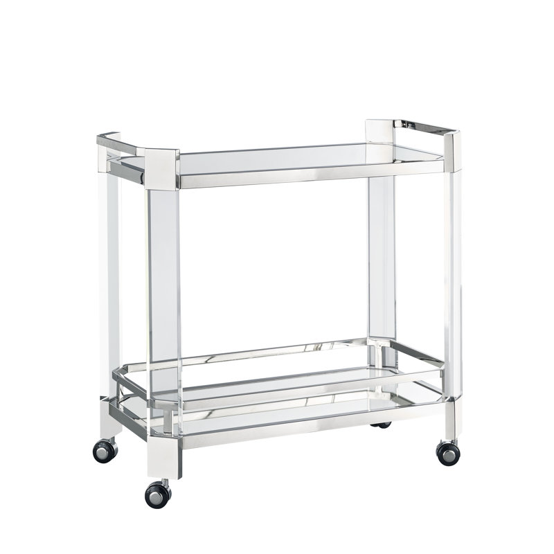Chariot-bar en acrylique transparent et chrome Chester
