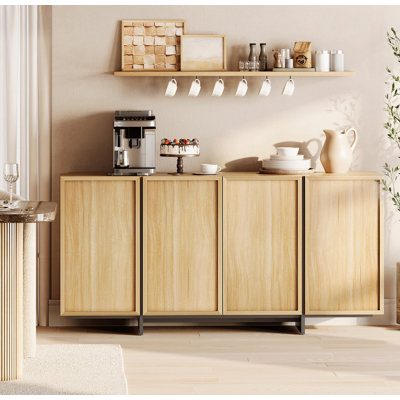 Maisonet Modern Sideboard Buffet Cabinet With 4 Doors, Multifunctional Sideboard With Large Storage And T-Shaped Legs, Coffee Bar Cabinet Storage Cabinet For Kitchen, Dining Living Room
