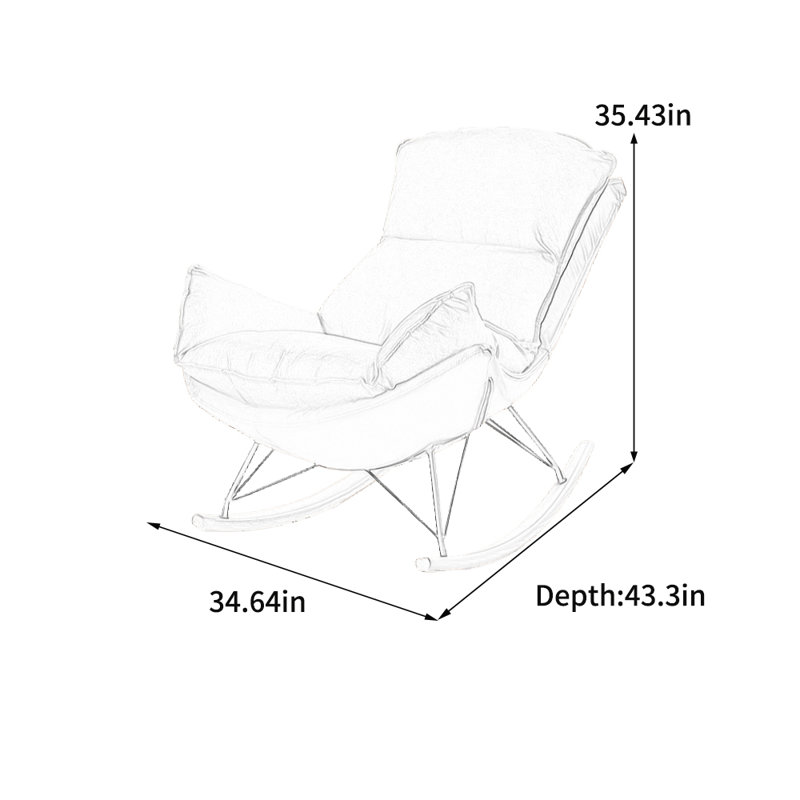 Chaise berçante luxueuse en acier au carbone minimaliste, Kaki pâle