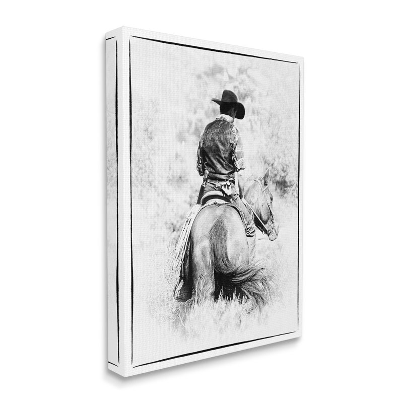 «Cowboy & Horse in Nature», art mural sur toile par Jerry Cowart, H 30 po x l 24 po