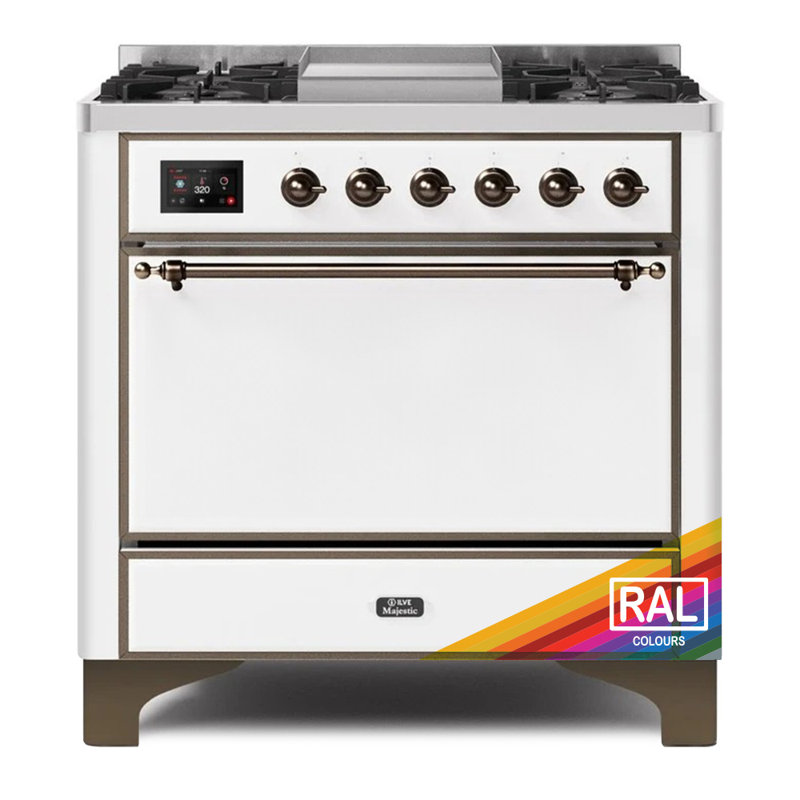 Cuisinière à double carburant ILVE Majestic II 36, Bronze, Gaz naturel