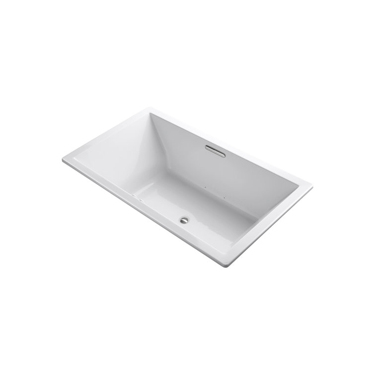 Underscore Rectangle 72" x 42" Heated Bubblemassage Air Bath with Bask, Center Drain