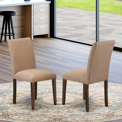 Chaises de cuisine Abbott Parson - Ensemble de 2 chaises de salle à manger rembourrées en tissu de sable clair