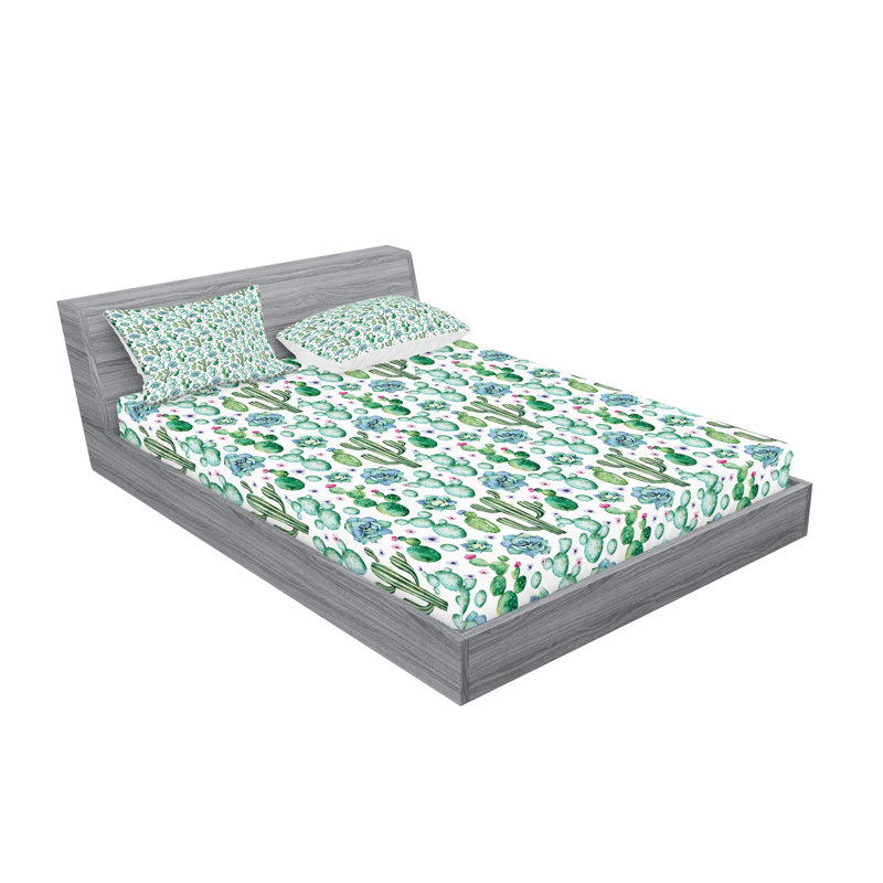 Multicolore ensemble de draps et taies décoratives Ambesonne Cactus, Ensemble de draps pour très grand lit californien