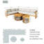 Ensemble de conversation modulaire d'extérieur en bois d'acacia avec coussins crème Guzal