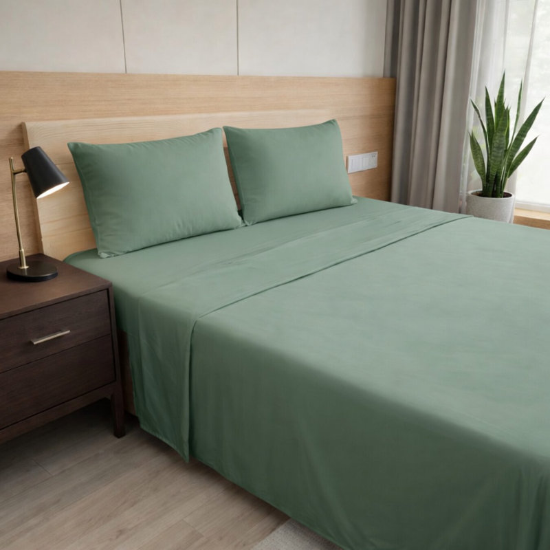 Ultra Soft Bamboo Sheet Set - 4 Pc Set - Wrinkle Resistant - Cooling Sheets with Deep Pockets, Treemoss