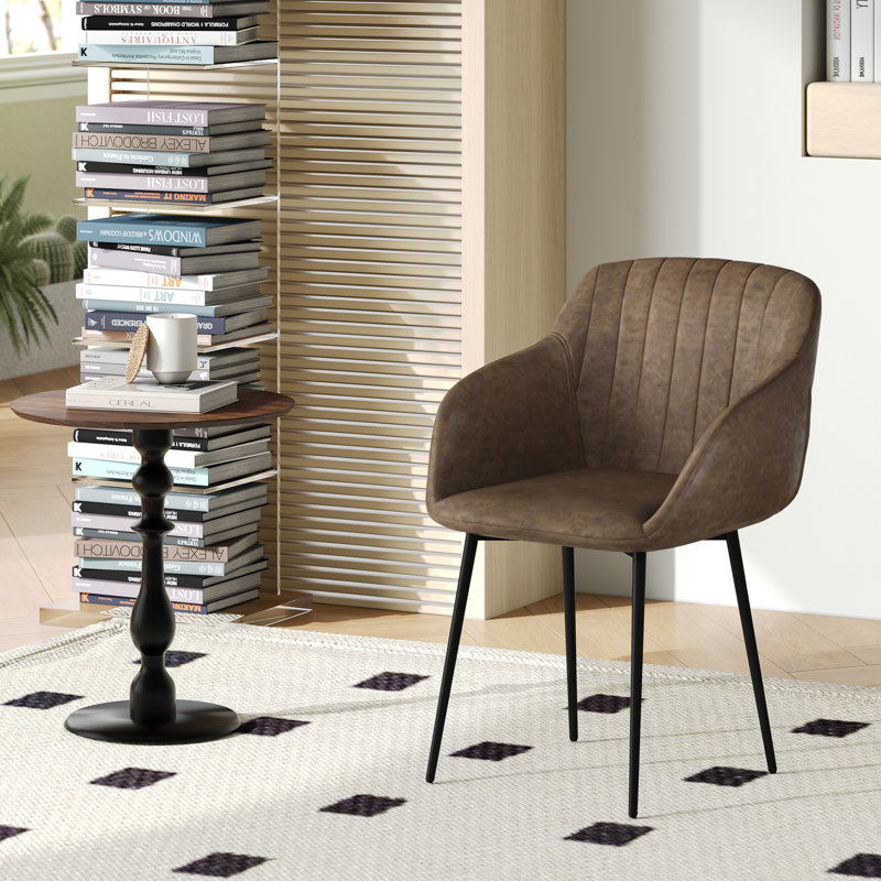 Modern Faux Leather Upholstered Dining Chairs with Metal Legs, 6, Dark Brown PU