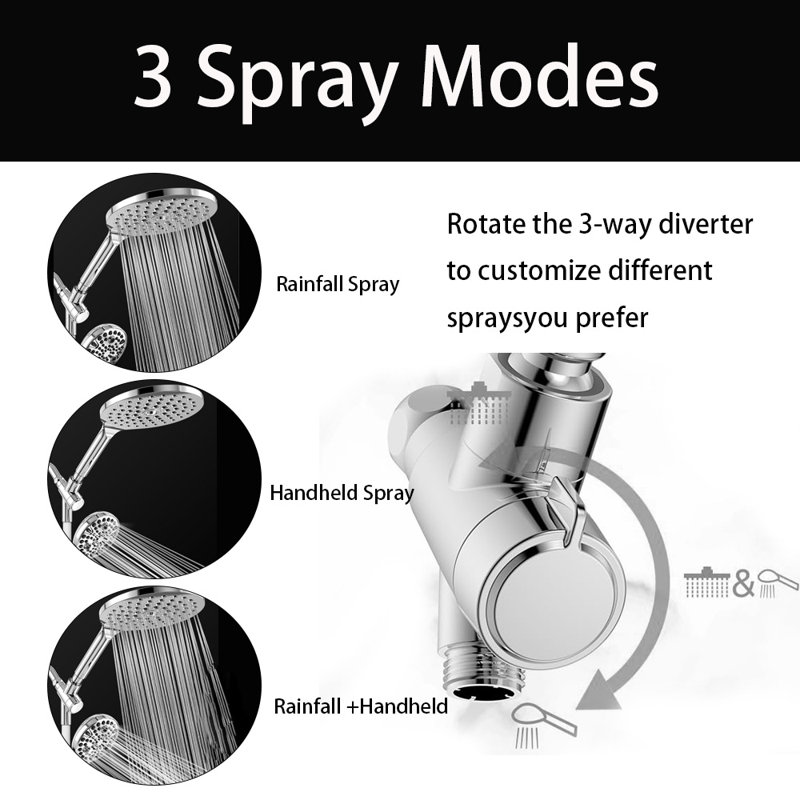 Dual Filtered Rain Shower Head Combo, Rainfall Shower Head And Showerhead With Filter, Chrome