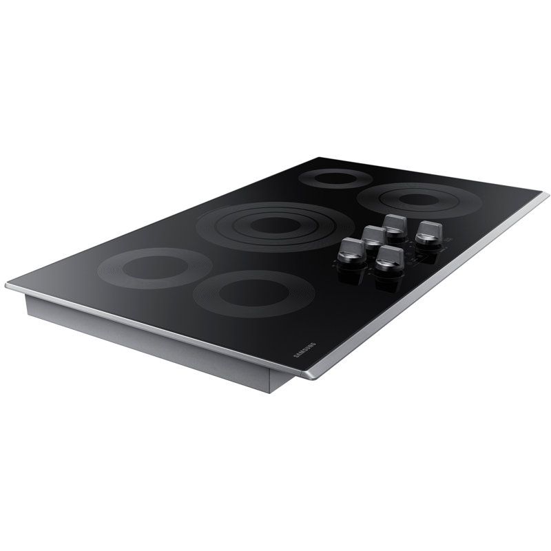 36" Black Ceramic 5-Burner Electric Cooktop with Stainless Steel Frame