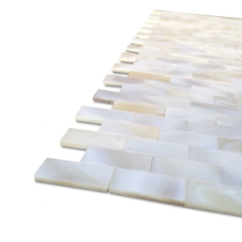 Mother of Pearl Serene White Bricks Seamless 12 in x 12 in x 3 mm Pearl Shell Glass Wall Mosaic Tile