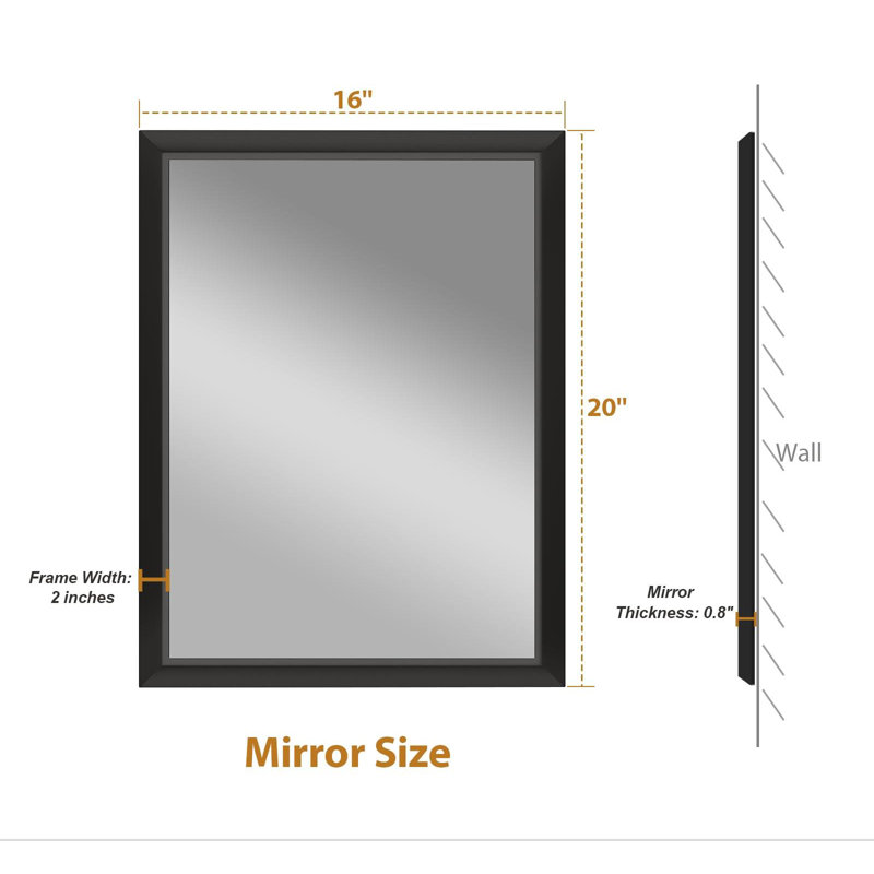 16x20 Inch Rustic Bathroom Mirror, Perfect for Over Sink Use, Black