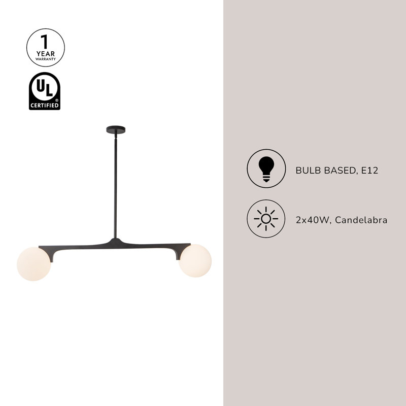 Briar 47-in Gold Linear Pendant, Matte Black