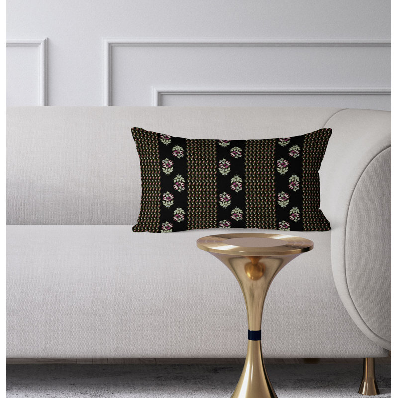 Coussin Anemone, Noir/vert
