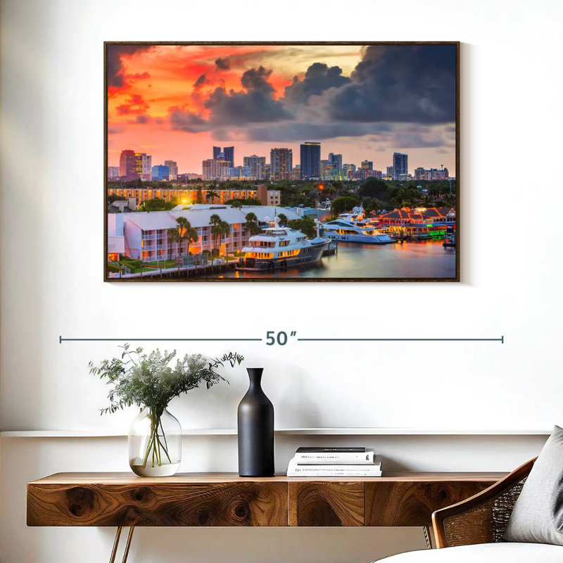 Fort Lauderdale en Floride, Cadre flottant noyer, 40 po x 27 po