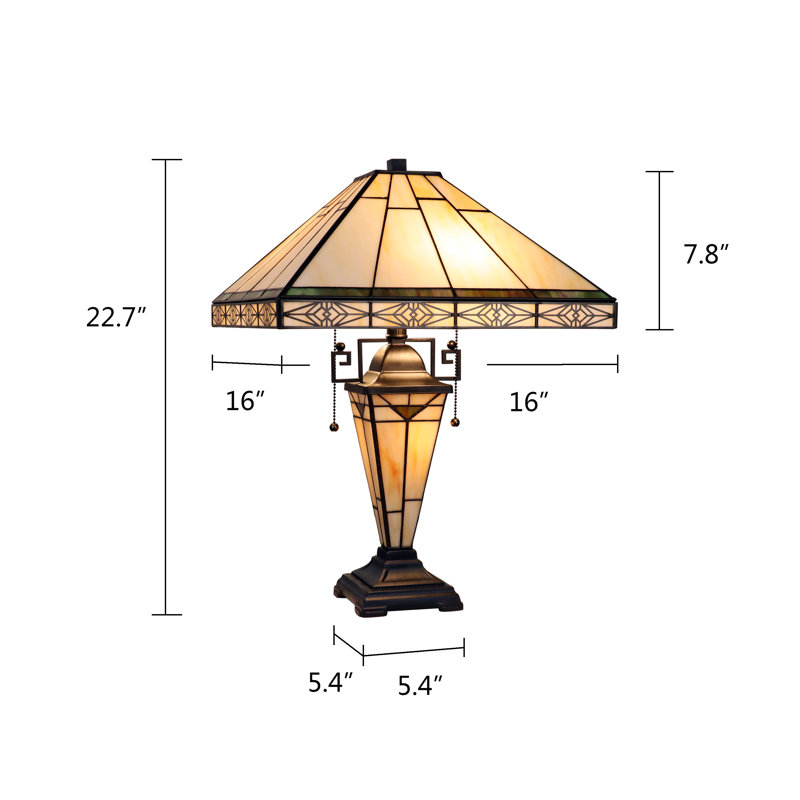 Theros 22.7" Bronze Stained Glass Mission Table Lamp