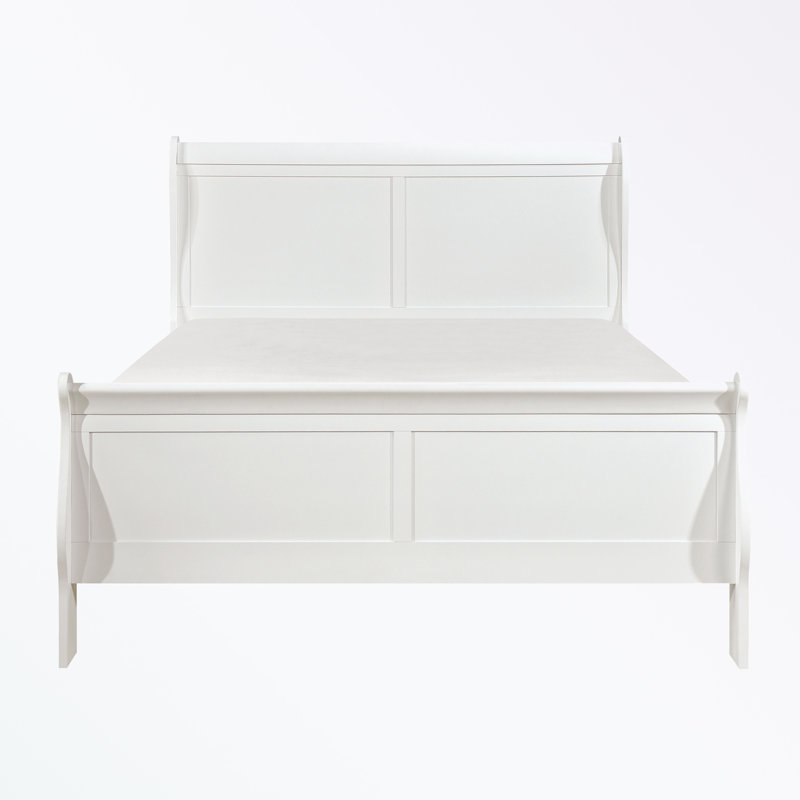Structure de lit double avec tête et pied de lit, Blanc