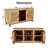 Aru 58 Inch Sideboard Buffet Cabinet, 2 Cane Doors N Open Shelves, 2 Tone Antique Brown Mango Wood
