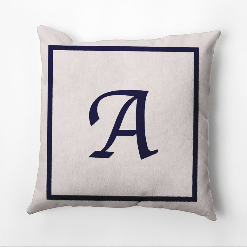Housse et insert d'oreiller carré, 16 po x 16 po, Bleu marine / blanc, A