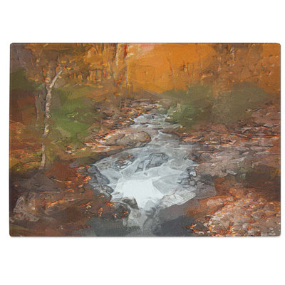 Tempered Glass Woodland Stream in Abstract Chopping Board